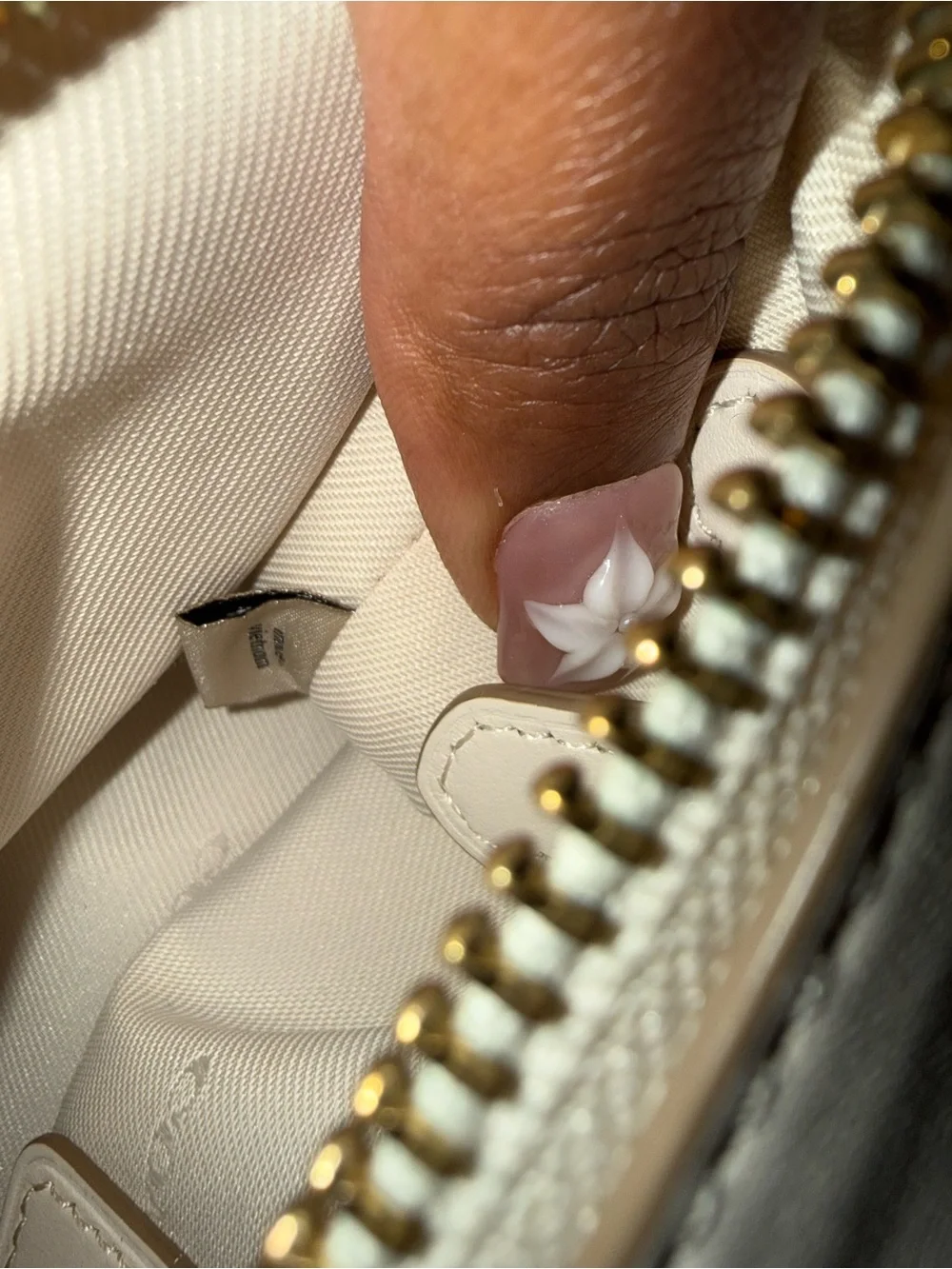 Coach Cream Leather Shoulder Bag with Polished Hardware
